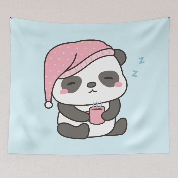Item preview, Cute Sleepy Little Panda With Coffee and Nightcap designed and sold by rustydoodle.