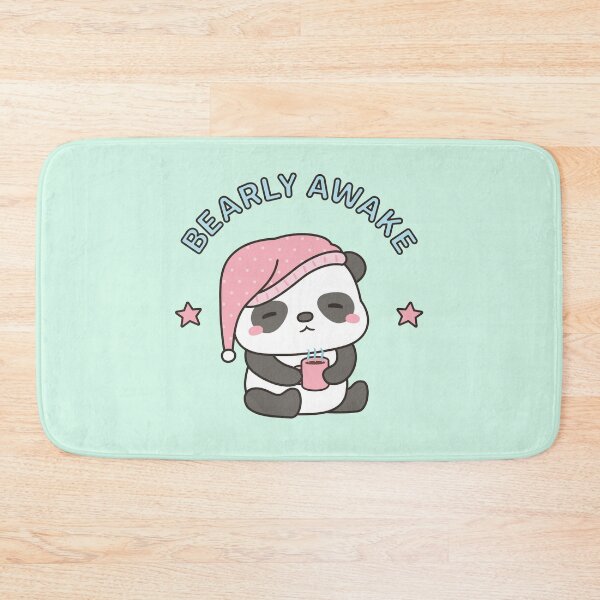 Item preview, Cute Bearly Awake Sleepy Panda With Coffee and Nightcap designed and sold by rustydoodle.