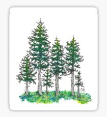 Watercolor and Ink Cypress Tree Sticker
