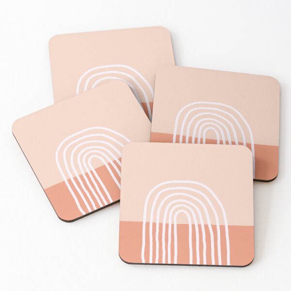 Item preview, neutral pink abstract rainbow design designed and sold by SunwaveStickers.