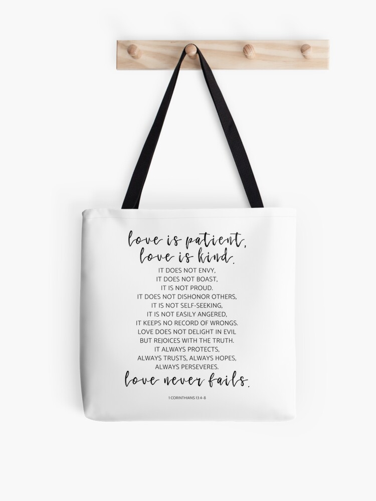 Love Is Patient Love Is Kind Verse Tote Bag Love Is Patient Love Is Kind Verse Tote Bag