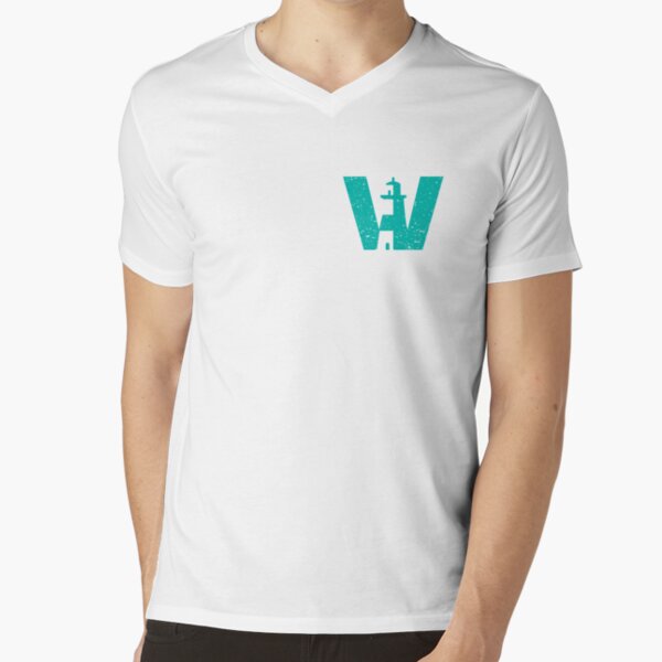 Teal Lighthouse Swimming logo V-Neck T-Shirt
