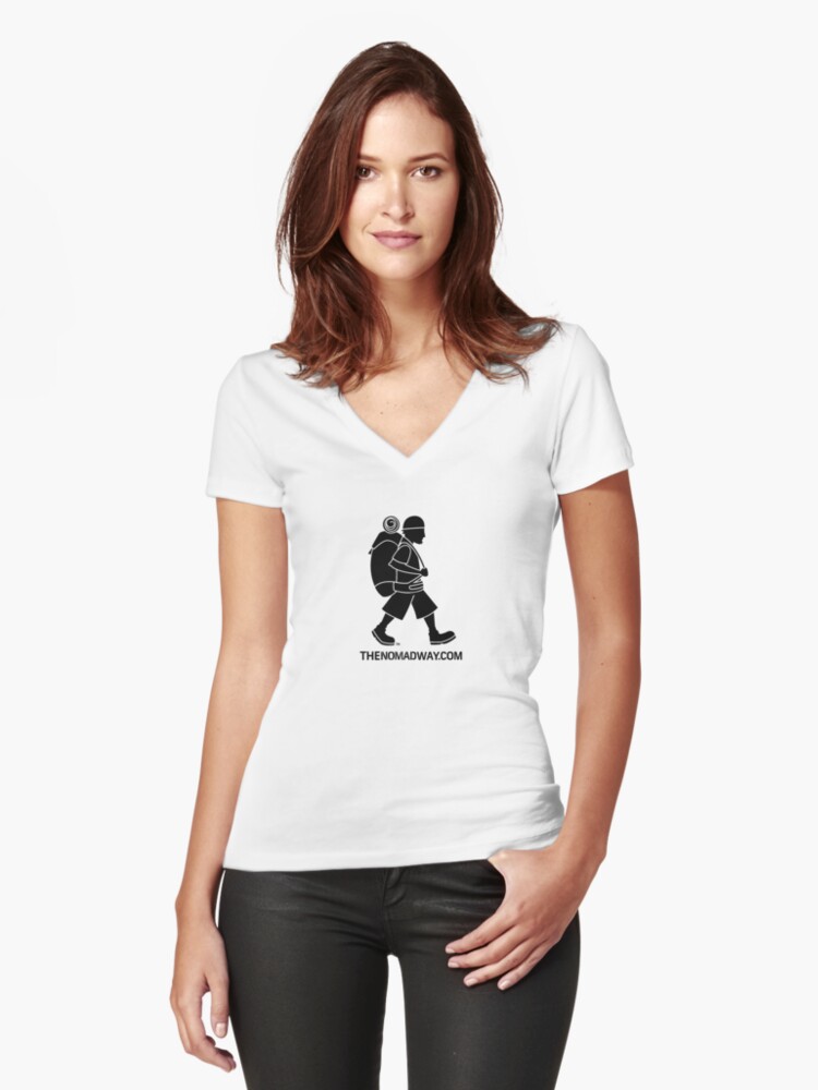 Thumbnail 1 of 3, Fitted V-Neck T-Shirt, The Nomad Way - Classic T (Black on...) designed and sold by TheNomadWay.