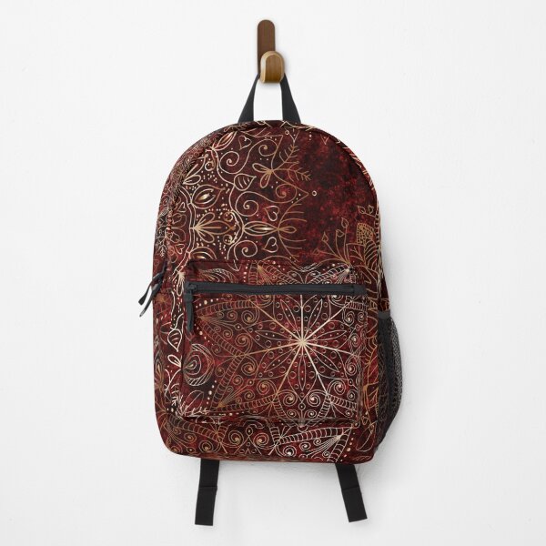 Item preview, Gold Floral Mandala Pattern with Flowers and Leaves on Crimson Red designed and sold by Karen McFarland.