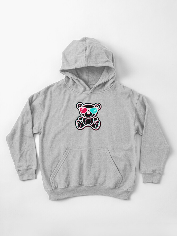 Teddy Bear glitch 3D Tik Tok Style Kids Pullover Hoodie