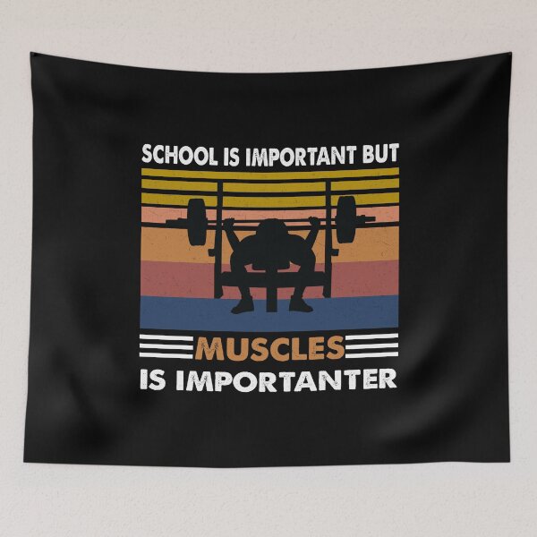 Item preview, SCHOOL IS IMPORTANT BUT MUSCLES IS IMPORTANTER VINTAGE designed and sold by ContreiDesign.