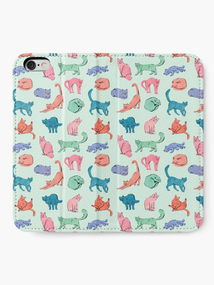 Alternate view of Pastel Cats Mint iPhone Wallet