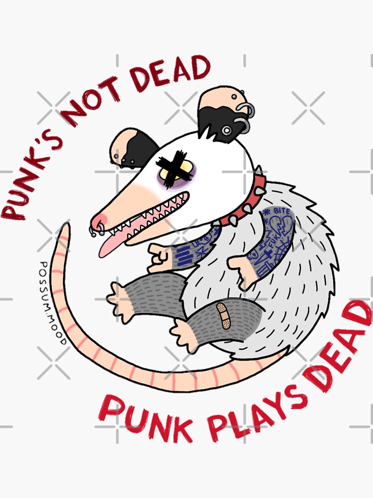 Thumbnail 3 of 3, Sticker, Punk Plays Dead designed and sold by possum-mood.
