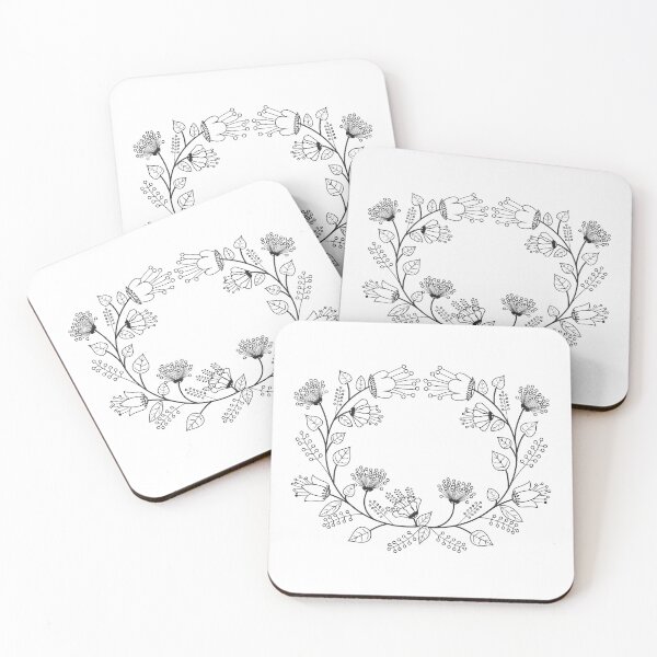 Item preview, Black and White Flower Wreath designed and sold by vadim888.