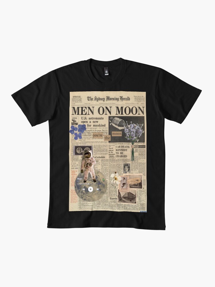 Thumbnail 2 von 4, Premium T-Shirt, Ästhetischer Retro-Jahrgang der Männer auf der Mondzeitung designt und verkauft von notkiran.