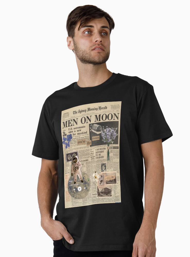 Thumbnail 1 von 4, Premium T-Shirt, Ästhetischer Retro-Jahrgang der Männer auf der Mondzeitung designt und verkauft von notkiran.