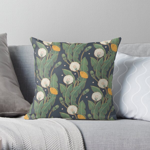 dandelion seamless pattern Throw Pillow