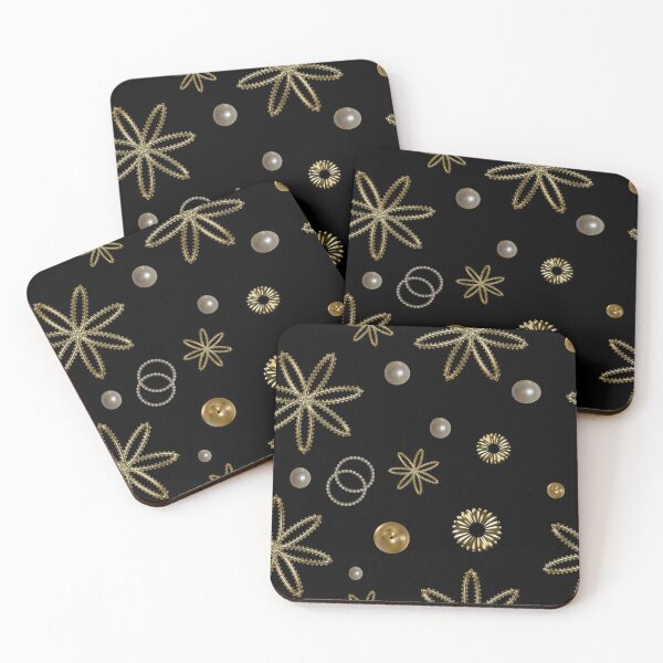 Item preview,  Pattern of golden shapes on a black background designed and sold by Galina Kostyaeva.