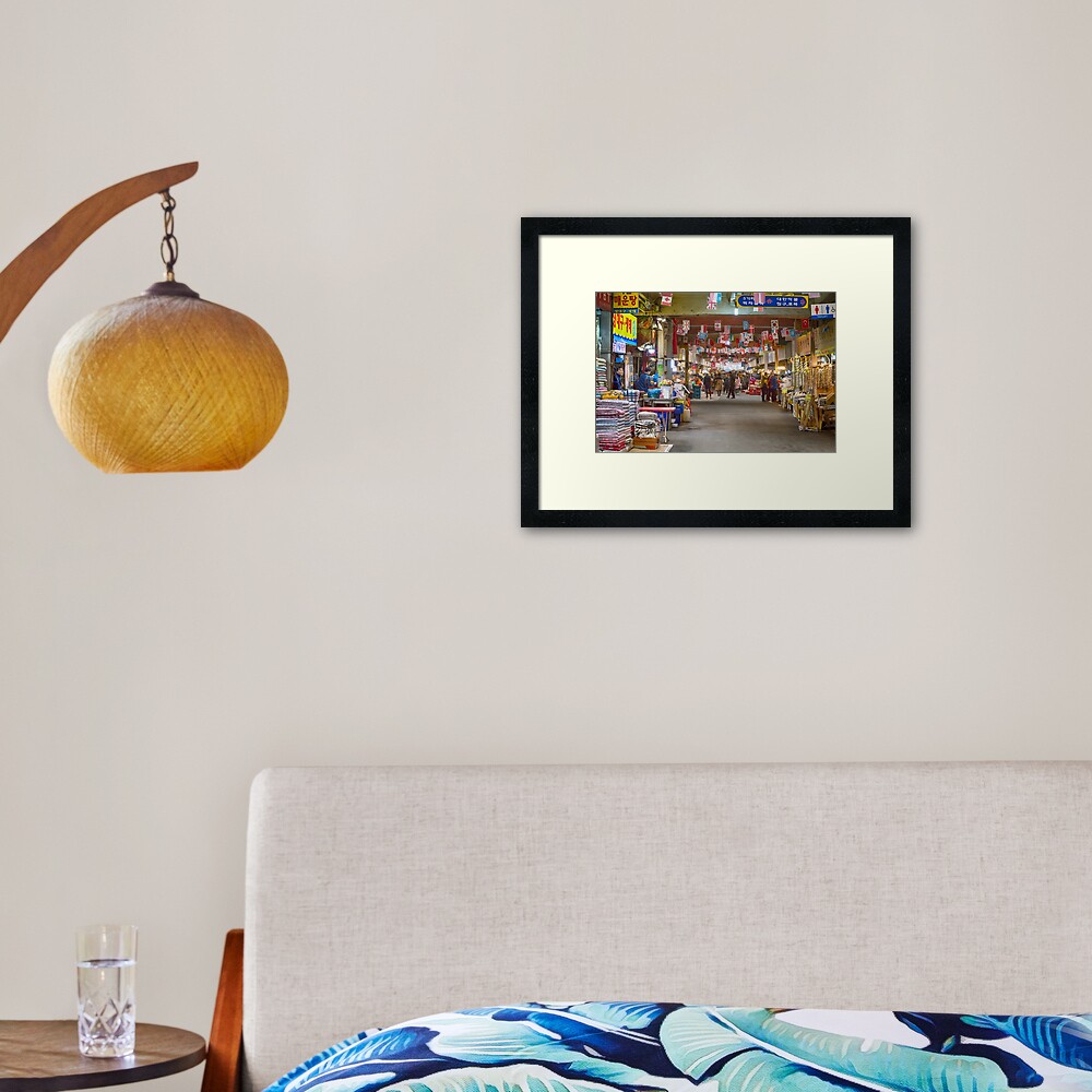 Colorful Korean Marketplace Framed Art Print