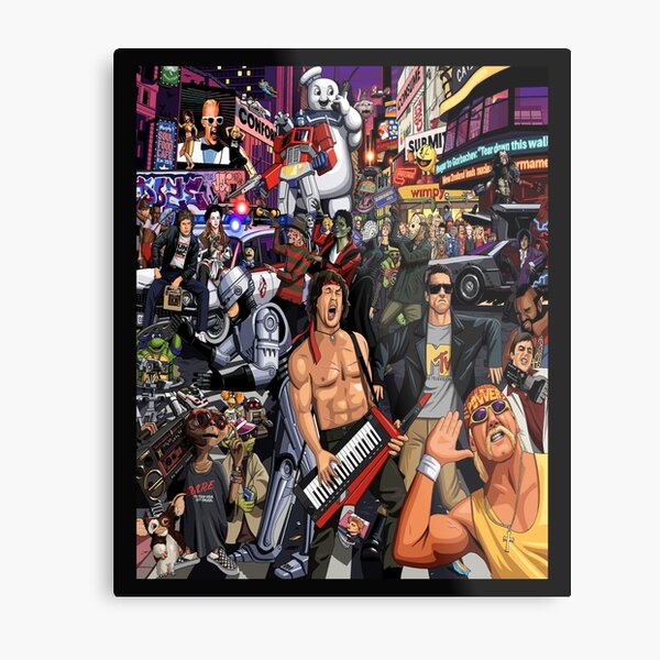 Pop Culture Cartoon Movie Music Collage Mosaic 1990's 80's Fan Art Gift Memorabilia Metal Print