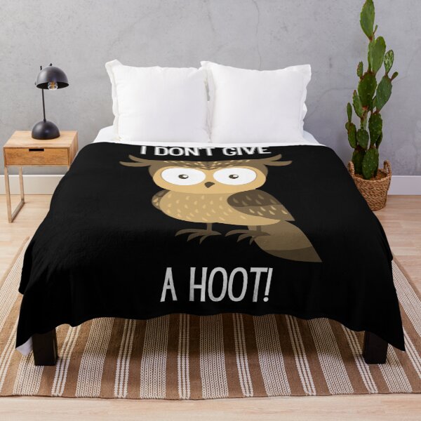 Item preview, I don't give a hoot! Owl illustration, white text, dark background. designed and sold by JellyBeenzz.