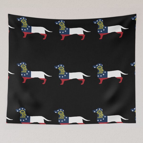 Item preview, Georgia Dachshund Flag designed and sold by Wienerful.