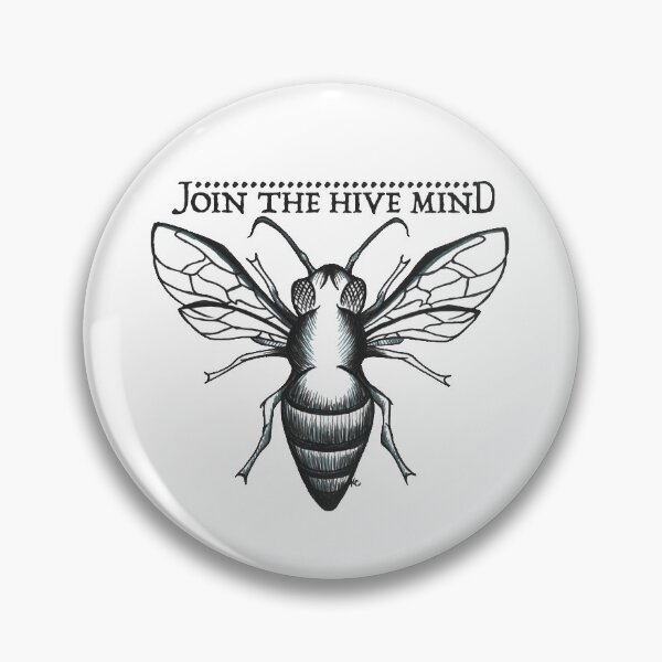 Item preview, Black and White Honey Bee - Join The Hive Mind designed and sold by The White Bat.