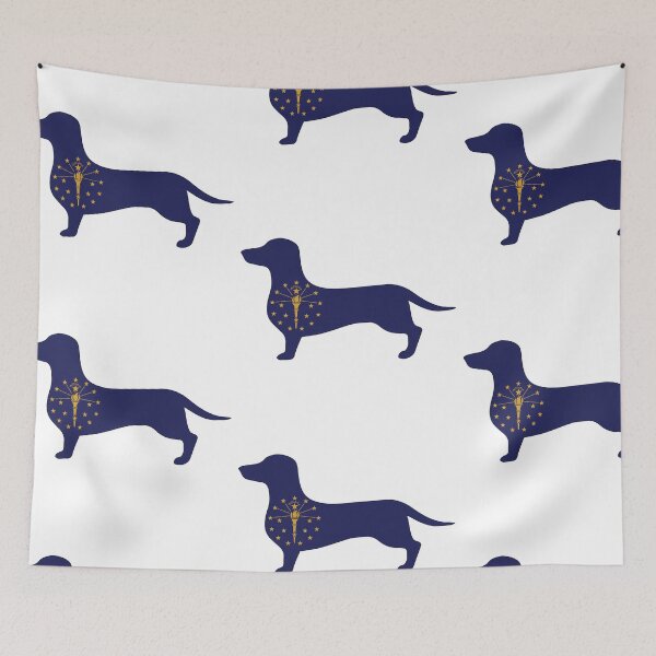 Item preview, Indiana Dachshund Flag designed and sold by Wienerful.
