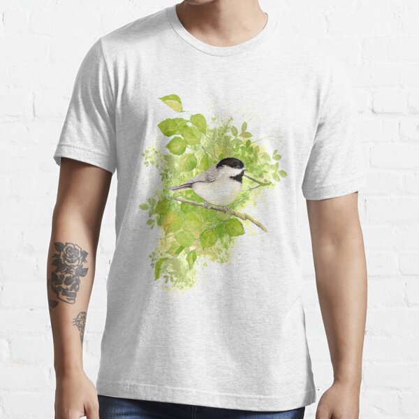 Mignonne petite aquarelle chickadee à tête noire T-shirt essentiel