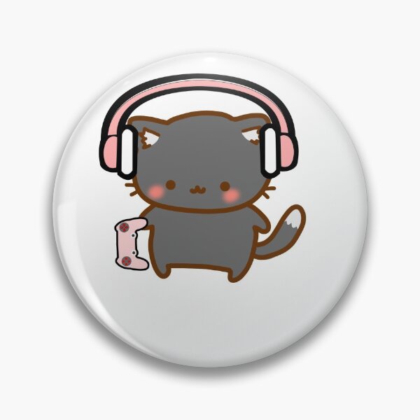 Artikelvorschau, Süße schwarze Katze mit Headset und Controller entworfen und verkauft von GLwithUs.