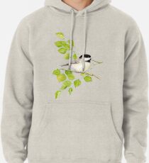 Aquarell Chickadee Vogel im Pappel-Baum Hoodie