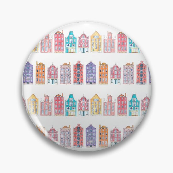 Item preview, amsterdam skyline. Seamless pattern with watercolor illustrations of colorful Amsterdam houses. Amsterdam skyline designed and sold by linagaiaart.