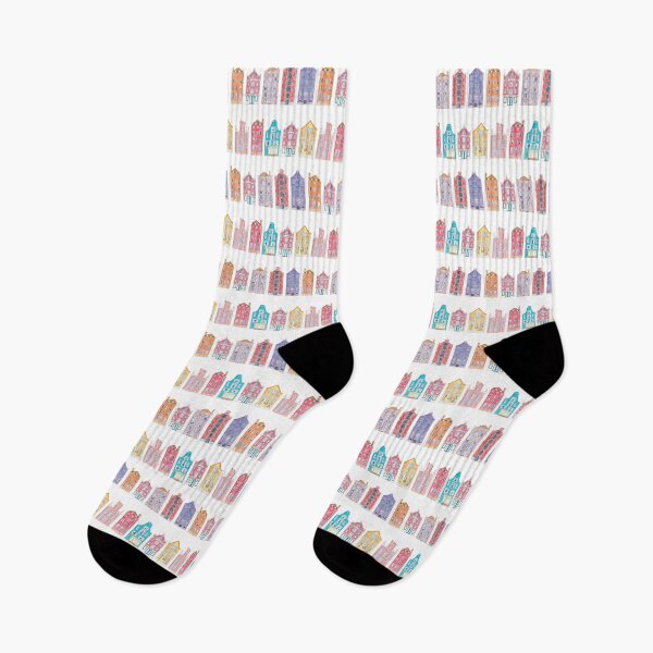 Item preview, amsterdam skyline. Seamless pattern with watercolor illustrations of colorful Amsterdam houses. Amsterdam skyline designed and sold by linagaiaart.