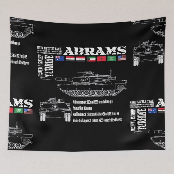 Item preview, Abrams Main Battle Tank M1A1 M1A2 - white artwork for dark merch designed and sold by shaynetwright.