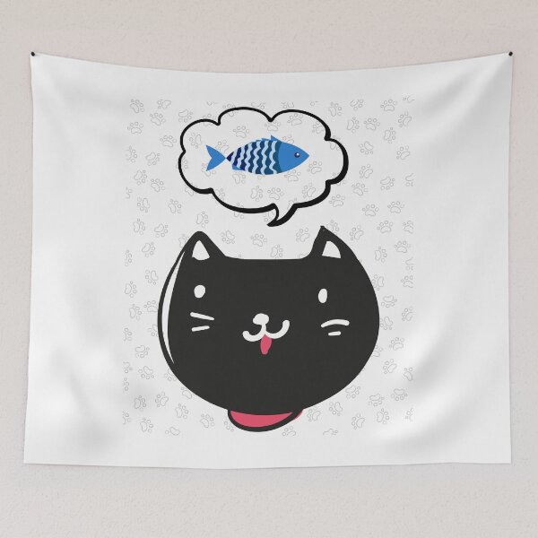 Item preview, Dreaming Cat-Funny Black Cat-Black Cat love fish-FunnyDreaming Cat designed and sold by Aminepop.