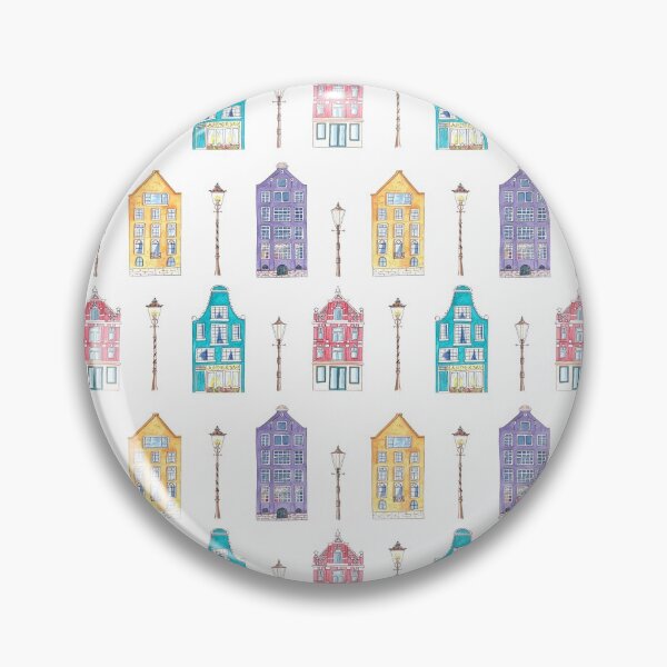 Item preview, Amsterdam skylines. Seamless pattern with watercolor illustrations of colorful Amsterdam houses. designed and sold by linagaiaart.