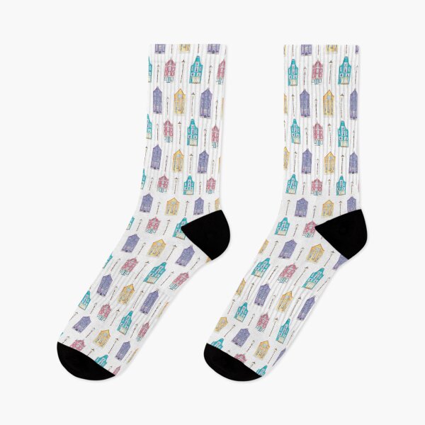 Item preview, Amsterdam skylines. Seamless pattern with watercolor illustrations of colorful Amsterdam houses. designed and sold by linagaiaart.
