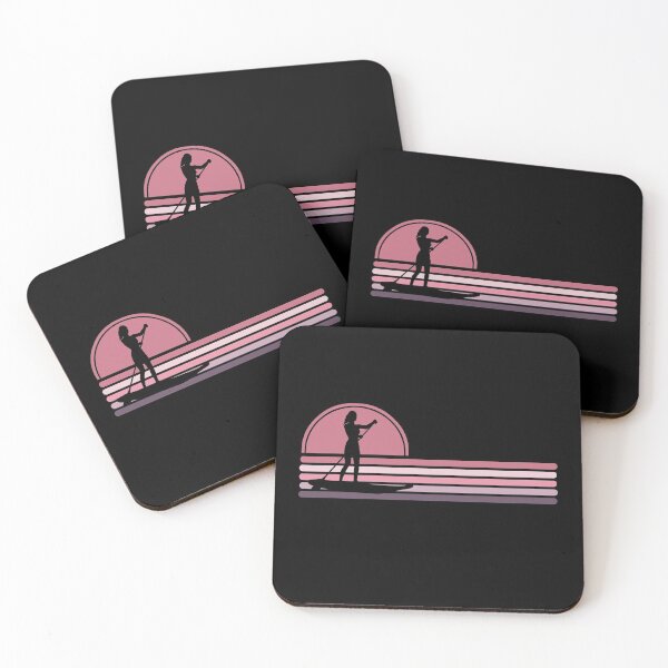Item preview, Woman Stand Up Paddle Board - SUP - Pink Sunset Stripes designed and sold by HeatherPore.