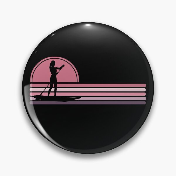 Item preview, Woman Stand Up Paddle Board - SUP - Pink Sunset Stripes designed and sold by HeatherPore.