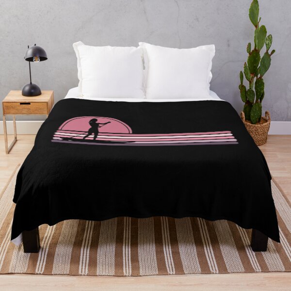 Item preview, Woman Stand Up Paddle Board - SUP - Pink Sunset Stripes designed and sold by HeatherPore.