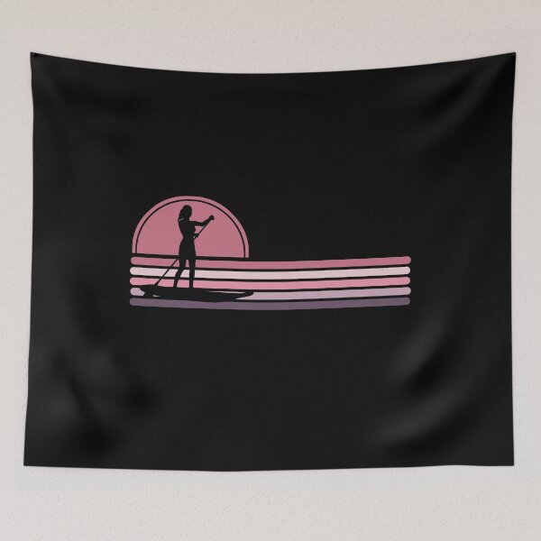 Item preview, Woman Stand Up Paddle Board - SUP - Pink Sunset Stripes designed and sold by HeatherPore.