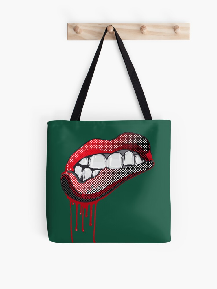 mouth skirt sensual 50s sexy blood red lips teeth woman lichtenstein grid  comic style trendy drop color Poster by originalstar