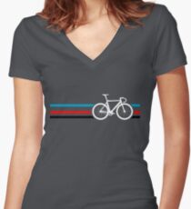 Bike Stripes Velodrome Women's Fitted V-Neck T-Shirt