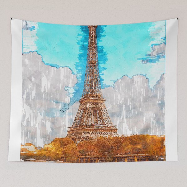 Item preview, Vintage Eiffel Tower Autumn Canal Sketch. For Eiffel Tower & Paris Lovers. designed and sold by ColortrixArt.