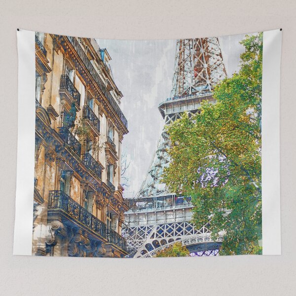 Item preview, Vintage Parisian Building & Eiffel Tower. For Eifferl Tower & Paris Lovers.  designed and sold by ColortrixArt.