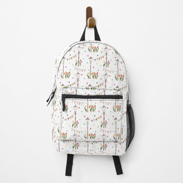 Item preview, Seamless pattern with watercolor illustrations of street lamps, tulips and flags. designed and sold by linagaiaart.