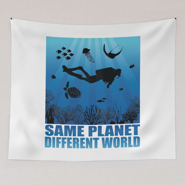 Item preview, Same Planet Different World Diving Art designed and sold by TheInkElephant.
