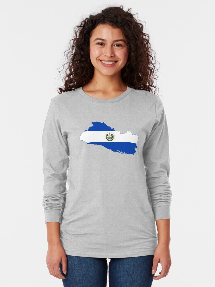 Alternate view of Flag Map of El Salvador Long Sleeve T-Shirt