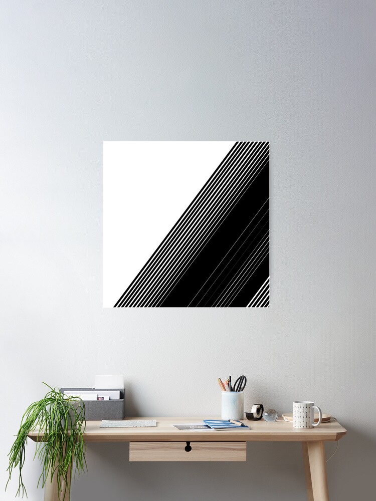 Modern Simple Black Stripes and White Color Block Poster for Sale