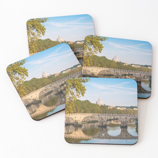 Item preview, Bridge on Tiber river in Rome, Italy. Vatican Basilica cupola in background with sunrise light. designed and sold by Paolo Modena Photography    -   Fine Italian Art.