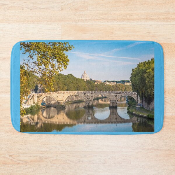 Item preview, Bridge on Tiber river in Rome, Italy. Vatican Basilica cupola in background with sunrise light. designed and sold by Paolo Modena Photography    -   Fine Italian Art.
