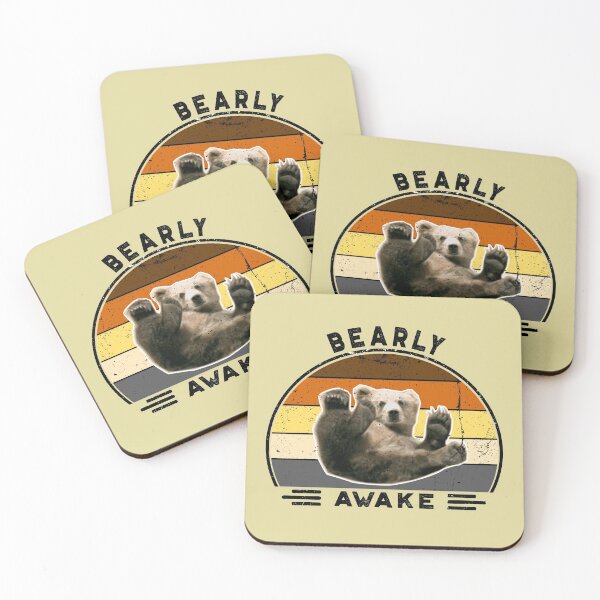 Item preview, Bearly awake! Perfect Funny Pun Lazy Bears lovers Gift Idea, Distressed Retro Vintage designed and sold by Van-Tees.