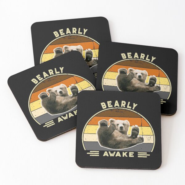 Item preview, Bearly awake! Perfect Funny Pun Lazy Bears lovers Gift Idea, Distressed Retro Vintage designed and sold by Van-Tees.
