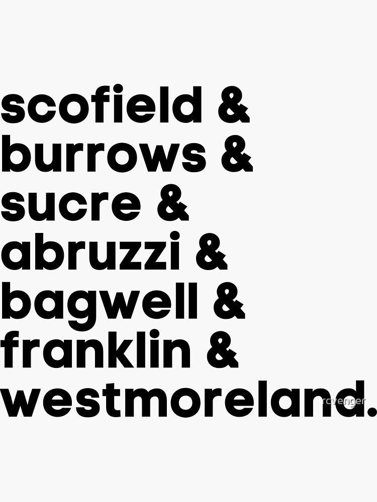 "prison break names" Sticker by rcvenger Redbubble