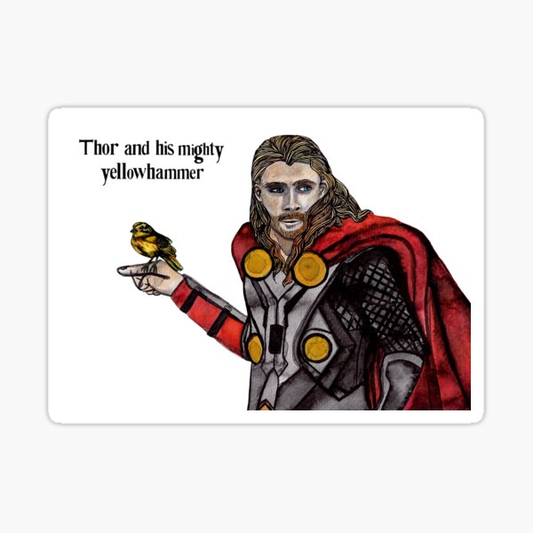 Thor and his mighty yellowhammer Sticker